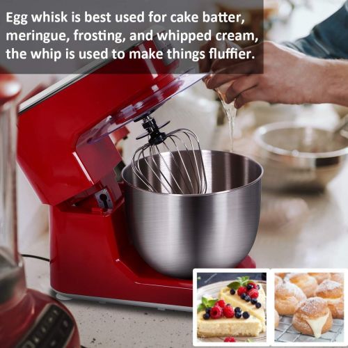  Stand Mixer, CUSIMAX Dough Mixer Tilt-Head Electric Mixer with 5-Quart Stainless Steel Bowl, Dough Hook, Mixing Beater and Whisk, Splash Guard, Red Food Mixer