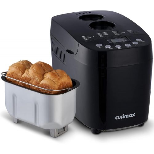  CUSIMAX Bread Maker Machine, with 3 LB Lage Capacity Nonstick Pan & 2 Dough Kneading Paddle, Digital, Programmable, 15-in-1, Gluten Free Black Automatic Bread Machine