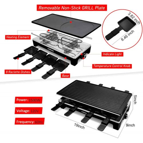  CUSIMAX Raclette Grill Electric Grill Table Portable 2 in 1 Korean BBQ Grill Indoor & Cheese Raclette, Reversible Non-stick plate, Crepe Maker with Adjustable temperature control a