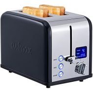 Toaster 2 Slice, CUSIMAX Stainless Steel Toaster with Large LED Display, Bread Toaster 1.5 Extra-wide Slots with 6 Browning Settings, Cancel/Bagel/Defrost Function, Removable Crumb