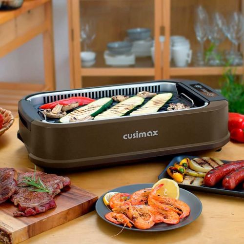  CUSIMAX Smokeless Grill Indoor Grill Electric Grill, 1800W Portable Korean BBQ Grill with Turbo Smoke Extractor Technology, Non-stick Removable Grill Plate, Great for Party, Brown