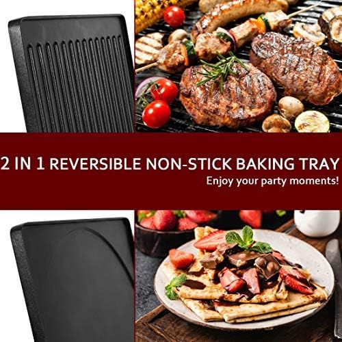  [아마존베스트]CUSIMAX Raclette Grill Electric Grill Table, Portable 2 in 1 Korean BBQ Grill Indoor & Cheese Ractlette, Reversible Non-stick plate, Crepe Maker with Adjustable temperature control