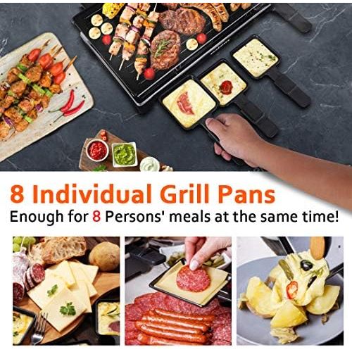  [아마존베스트]CUSIMAX Raclette Grill Electric Grill Table, Portable 2 in 1 Korean BBQ Grill Indoor & Cheese Ractlette, Reversible Non-stick plate, Crepe Maker with Adjustable temperature control