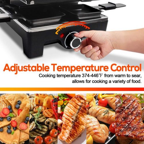  [아마존베스트]CUSIMAX Raclette Grill Electric Grill Table, Portable 2 in 1 Korean BBQ Grill Indoor & Cheese Ractlette, Reversible Non-stick plate, Crepe Maker with Adjustable temperature control