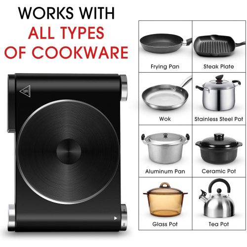  [아마존베스트]CUSIMAX Portable Hot Plate Burner for Electric Cooking, 1500w Single Countertop Burner with Knob Control to Adjustable Temperature and Anti-Skid Feet Electric Stove for Dorm Office