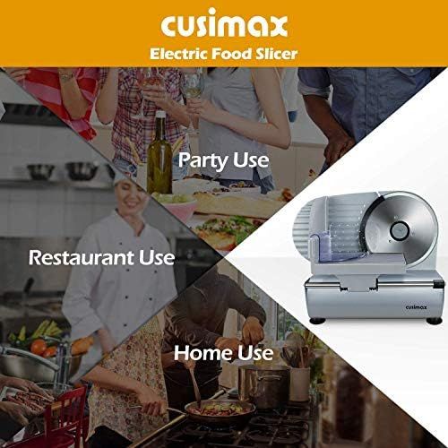  [아마존베스트]Meat Slicer, CUSIMAX 200W Electric Deli Food Slicer with 7.5 Removable Stainless Steel Blade, Food Carriage & Pusher, Cheese Bread Fruit Vegetable Cutter, Adjustable Thickness Dial