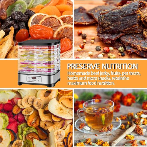  Food Dehydrator Machine, CUSIMAX Electric Dryer Dehydrators for Food with Digital Timer & LED Temperature Control for Beef Jerky Fruits Meat Herbs Vegetables Maker, 5 BPA-Free Tray