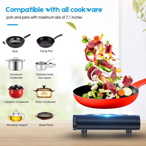  [아마존베스트]Cusimax Portable Electric Stove, 1800W Infrared Double Burner Heat-up In Seconds, 7 Inch Ceramic Glass Double Hot Plate Cooktop for Dorm Office Home Camp, Compatible w/All Cookware