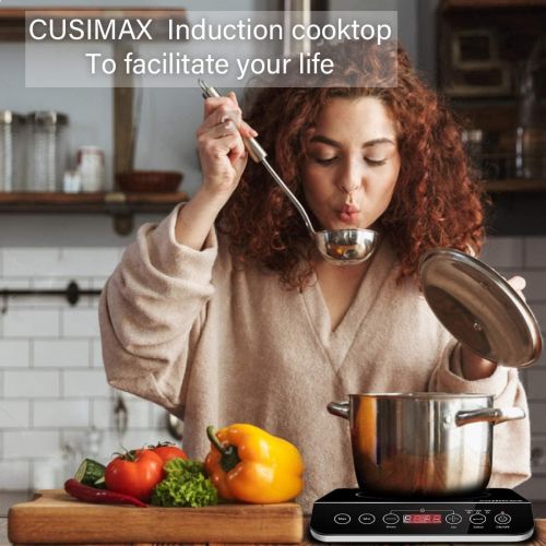  [아마존베스트]Induction Cooktop, CUSIMAX 1800W Portable Induction Burner with Timer, Sensor Touch Countertop Burner, 10 Temperature and 9 Power Setting, Kids Safety Lock for Cast Iron, Stainless