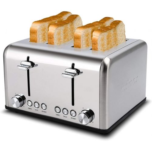  [아마존베스트]Toaster 4 Slice, CUSIMAX Stainless Steel Toaster, Bread Toasters 4 Extra Wide Slot with Bagel/Defrost/Cancle Function,6 Shade Settings with Removable Crumb Tray