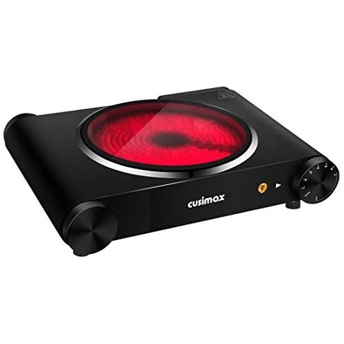  CUSIMAX Single Countertop Burner, Portable Infrared Cooktop, CMIP-B120, Black (Stainless Steel)