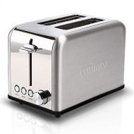 CUSIMAX Cusimax 2-Slice Toaster 2 Wide Slot - Stainless Steel Compact Bagel Toaster - 6 Shade Settings Bread Toaster - CMST-80S