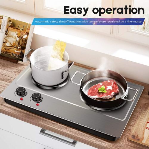  CUSIMAX Cusimax 1800W Double Hot Plate for Cooking - Electric Stove Stainless Steel - Portable Electric Burner - CMHP-C180N