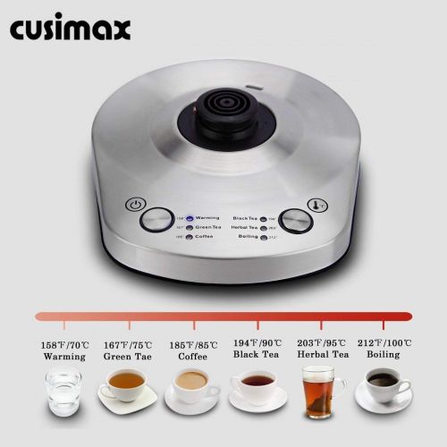  CUSIMAX Cusimax Gooseneck Electric Kettle Variable Temperature, 4-Cup Pour Over Kettle for Drip Coffee and Tea, BPA-Free Electric Tea Kettle Stainless Steel, Keep Warm Water Kettle, CMCK-1