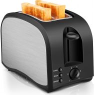 [아마존베스트]2 Slice Toaster CUSINAID Black Wide Slot Toaster 2 Slice Best Rated Prime with Pop Up Reheat Defrost Functions, 6-Shade Control, Removable Crumb Tray