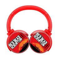 CUSTOMEHSQFASHION Wireless Bluetooth High Fidelity Over-Ear Earphones Adjustable Hi-Fi Headphones Foldable Sound Proof Headset Best Gift for Teens Adult red Dead-Redemption 2