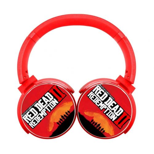  CUSTOMEHSQFASHION Wireless Bluetooth High Fidelity Over-Ear Earphones Adjustable Hi-Fi Headphones Foldable Sound Proof Headset Best Gift for Teens Adult red Dead-Redemption 2