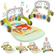 CUTE STONE 2-in-1 Baby Gym Play Mat & Baby Walker, Baby Play Gym with Music Piano, Learning Walker for Boys Girls, Baby Activity Center with Tummy Time Mat for Infants Newborn Essentials Shower Gift