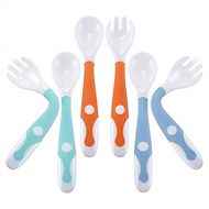 [아마존베스트]CUTE STONE Baby Utensils Spoons Forks 3 Sets, Cute Stone Toddlers Feeding Training Spoon and Fork Tableware...