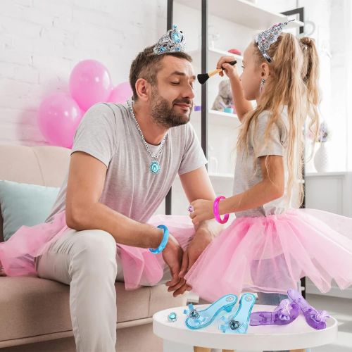  CUTE STONE Princess Dress Up Shoes and Jewelry Toys, Pretend Play Fashion Princess Accessories of Crowns, Necklaces, Bracelets, Rings, Beauty Gifts for 3,4,5,6 Years Old Little Gir
