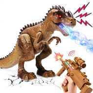 [아마존베스트]CUTE STONE Large Remote Control Dinosaur Toys, RC T Rex React to Shooting, Walking, Spraying, Roaring and Lighting Dinosaur Gifts for Boys, Toddlers, Kids and Girls