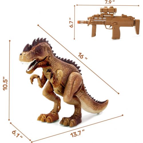  [아마존베스트]CUTE STONE Large Remote Control Dinosaur Toys, RC T Rex React to Shooting, Walking, Spraying, Roaring and Lighting Dinosaur Gifts for Boys, Toddlers, Kids and Girls