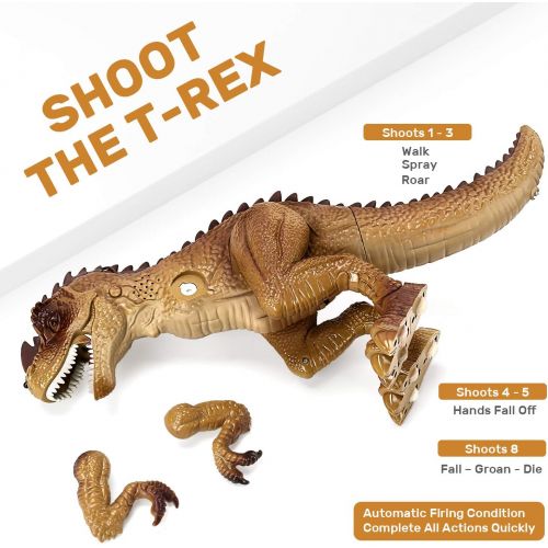  [아마존베스트]CUTE STONE Large Remote Control Dinosaur Toys, RC T Rex React to Shooting, Walking, Spraying, Roaring and Lighting Dinosaur Gifts for Boys, Toddlers, Kids and Girls