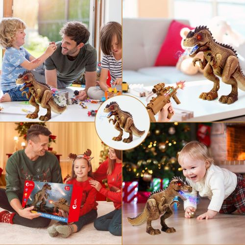  [아마존베스트]CUTE STONE Large Remote Control Dinosaur Toys, RC T Rex React to Shooting, Walking, Spraying, Roaring and Lighting Dinosaur Gifts for Boys, Toddlers, Kids and Girls