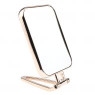 CUTICATE Plastic Folding Makeup Countertop Vanity Mirror Tabletop Desktop Adjustable Cosmetics Shaving Mirror with Hanging Hole - Gold