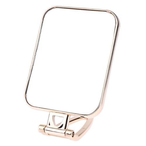  CUTICATE Plastic Folding Makeup Countertop Vanity Mirror Tabletop Desktop Adjustable Cosmetics Shaving Mirror with Hanging Hole - Gold