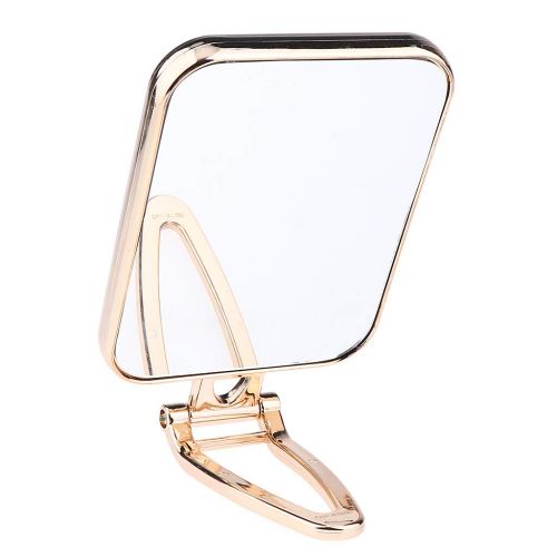  CUTICATE Plastic Folding Makeup Countertop Vanity Mirror Tabletop Desktop Adjustable Cosmetics Shaving Mirror with Hanging Hole - Gold