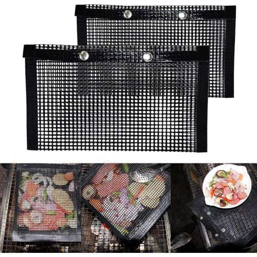  CUTICATE 2 Pack BBQ Grill Mesh Bag, Non-Stick Baking Grilling Bag, Reusable and Easy to Clean, Non Stick Mesh Grilling Outdoor Picnic Tool - S L