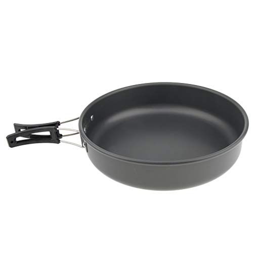  CUTICATE Hard Anodized Aluminum Camping Frying Pan, Lightweight Backpacking Picnic Cooking Pots and Pans with Folding Handle