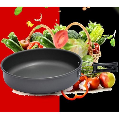  CUTICATE Hard Anodized Aluminum Camping Frying Pan, Lightweight Backpacking Picnic Cooking Pots and Pans with Folding Handle