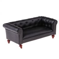 CUTICATE 1:12 Scale Dollhouse Bedroom Furniture Long Sofa Recliner Couch for Dolls House Living Room Decor, Dollhouse Decoration Kit, Black
