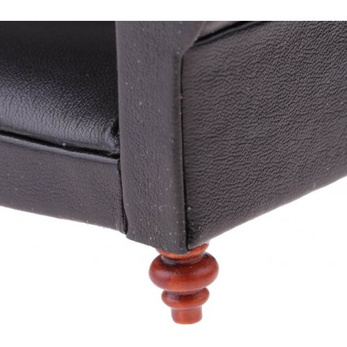  CUTICATE 1:12 Scale Dollhouse Bedroom Furniture Long Sofa Recliner Couch for Dolls House Living Room Decor, Dollhouse Decoration Kit, Black