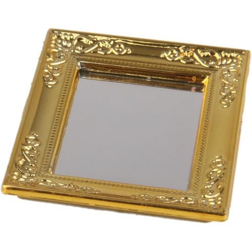  CUTICATE 2pcs Victorian 1/12 Scale Wall Mirror Rahmen with Golden Frame Crafts for Dollhouse Any Rooms Decor, Realistic Miniature Model