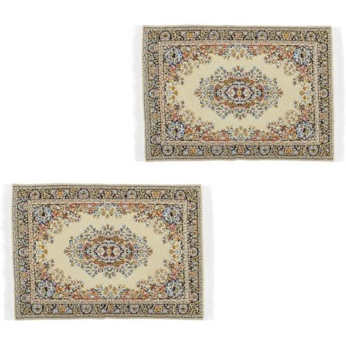  CUTICATE Set of 2 Miniatures Dollhouse Carpets - Dolls House Woven Rugs - 10x15 Dollhouse Furniture Accessories - 1:12 Living Room Floor Decor