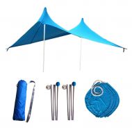 CUTICATE Sunshade Beach Tent Pop Up, Portable, UPF50+ UV Protection Canopy Sun Shelter with Anchors and Poles for Camping Outdoor Family Activities