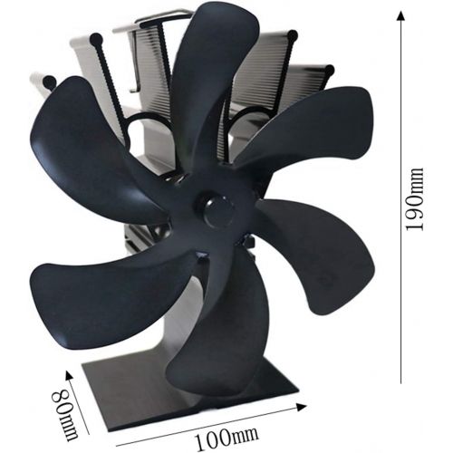  CUTICATE Large 6 Blade Heat Powered Wood Stove Eco Fan Ultra Quiet Fireplace Wood Burning Fan Efficient Heat Distribution Air Eco Stove Fan for Gas/Pellet/Wood/Log Stoves ? Black