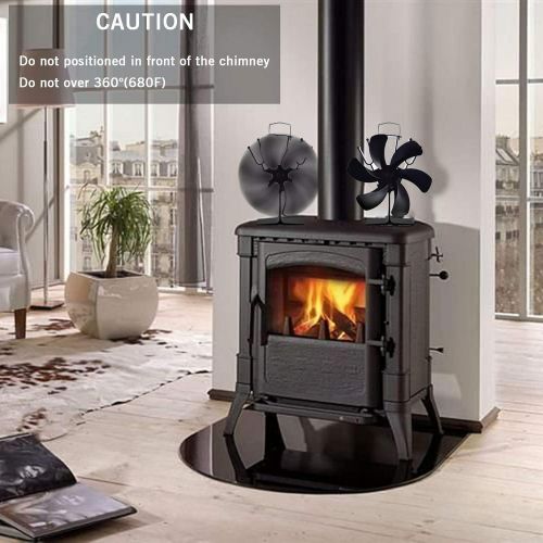  CUTICATE Large 6 Blade Heat Powered Wood Stove Eco Fan Ultra Quiet Fireplace Wood Burning Fan Efficient Heat Distribution Air Eco Stove Fan for Gas/Pellet/Wood/Log Stoves ? Black