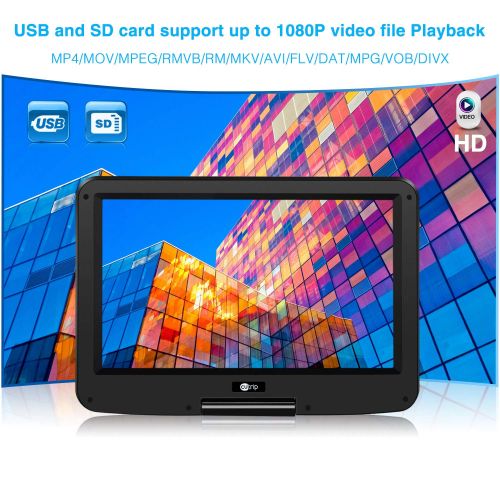  CUTRIP 11.6” HD Portable DVD Player Car IPS LCD Screen, 1920x1080 High Resolution, 178° Viewing Angles, Rechargeable Battery