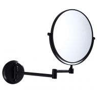 CUUYQ Makeup/Vanity Mirror Wall Mounted, 3X Magnification Extendable Bathroom Mirror Two-Sided 360° Swivel Cosmetic Mirror,Black_8inch