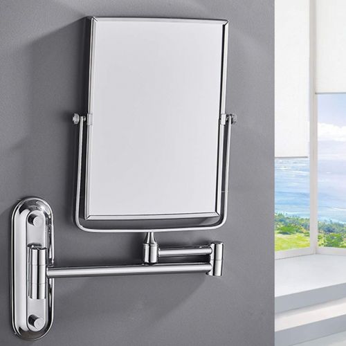  CUUYQ Makeup/Vanity Mirror Wall Mounted 3X Magnification Two-Sided Bathroom Mirror 360° Swivel Extendable Cosmetic Mirror Stainless Steel 15X20 cm,Silver