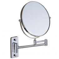CUUYQ Wall Mounted Makeup/Vanity Mirror, Two-Sided 3X Magnification Bathroom Mirror Extendable Cosmetic Mirror 8inch Stainless Steel,Silver