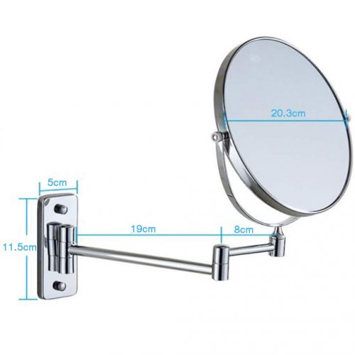  CUUYQ Wall Mounted Makeup/Vanity Mirror, Two-Sided 3X Magnification Bathroom Mirror Extendable Cosmetic Mirror 8inch Stainless Steel,Silver