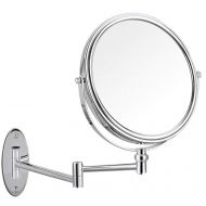 CUUYQ Wall Mounted Makeup/Vanity Mirror, 3X Magnification Makeup Mirror 360° Swivel Bathroom Mirror Two-Sided Extendable Cosmetic Mirror,Silver_8inch