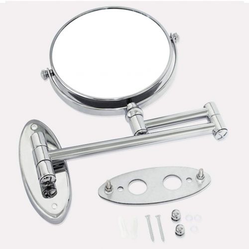  CUUYQ Wall Mounted Makeup/Vanity Mirror, 3X Magnification Makeup Mirror 360° Swivel Bathroom Mirror Two-Sided Extendable Cosmetic Mirror,Silver_8inch