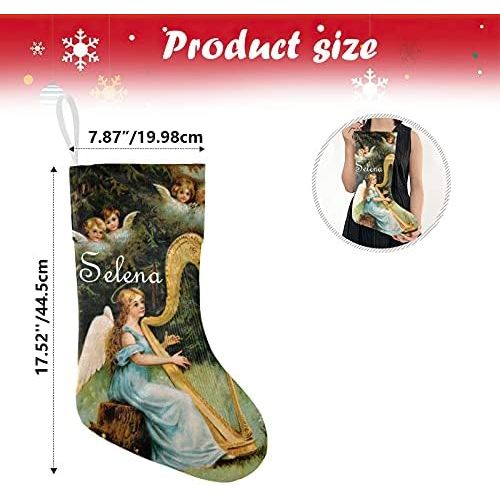  CUXWEOT Personalized Music Angel Christmas Stocking Customize Name Decor for Xmas Tree Fireplace Hanging Party 17.52 x 7.87 Inch