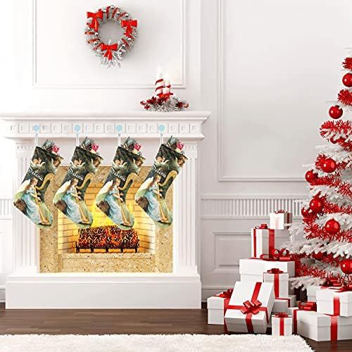  CUXWEOT Personalized Music Angel Christmas Stocking Customize Name Decor for Xmas Tree Fireplace Hanging Party 17.52 x 7.87 Inch